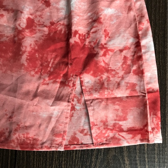 Zaful Peach / Pink Tie Dye Slitted Mini Skirt - Picture 2 of 7